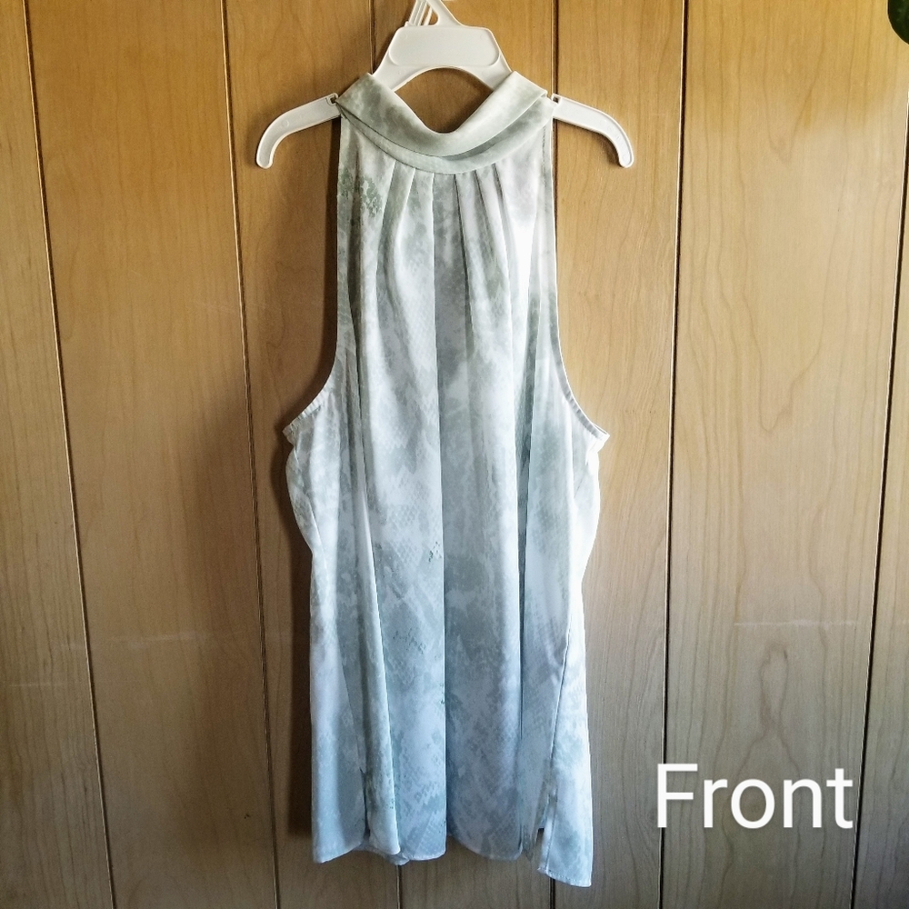 Jennifer Lopez snakeskin pattern sleeveless shirt